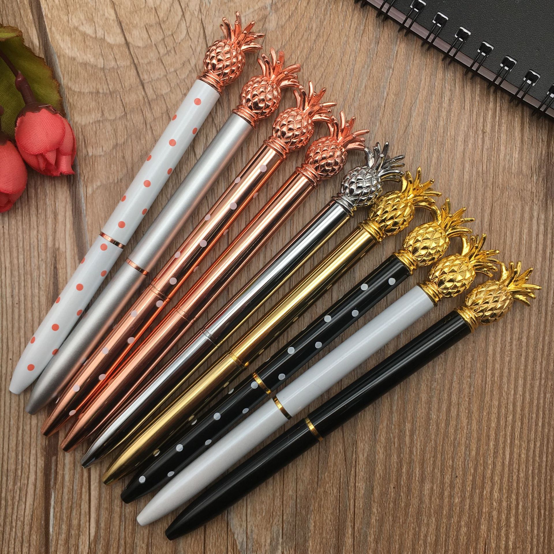 Cross-Border Supply Factory Wholesale Pineapple Pen Metal Ball Point Pen Rotary Gift Advertising Marker Spot Cross-Border Supply Factory Wholesale Pineapple Pen Metal Ball Point Pen Rotary Gift Advertising Marker Spot