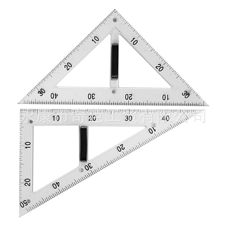 4-Piece Transparent Magnetic Triangular Plate Set Large Protractor Compasses Teaching Aids for Teaching