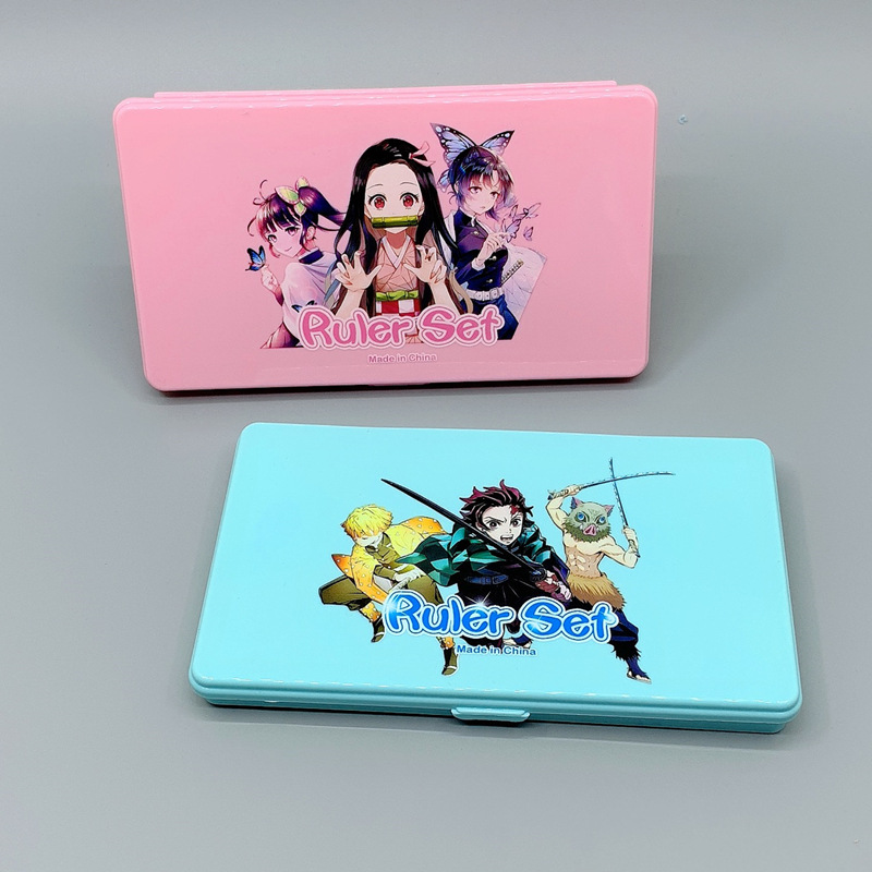 Anime Peripheral Cartoon Student Drawing Stationery Ruler Set Combination Kimetsu No Yaiba Compasses Ruler Set Anime Peripheral Cartoon Student Drawing Stationery Ruler Set Combination Kimetsu No Yaiba Compasses Ruler Set