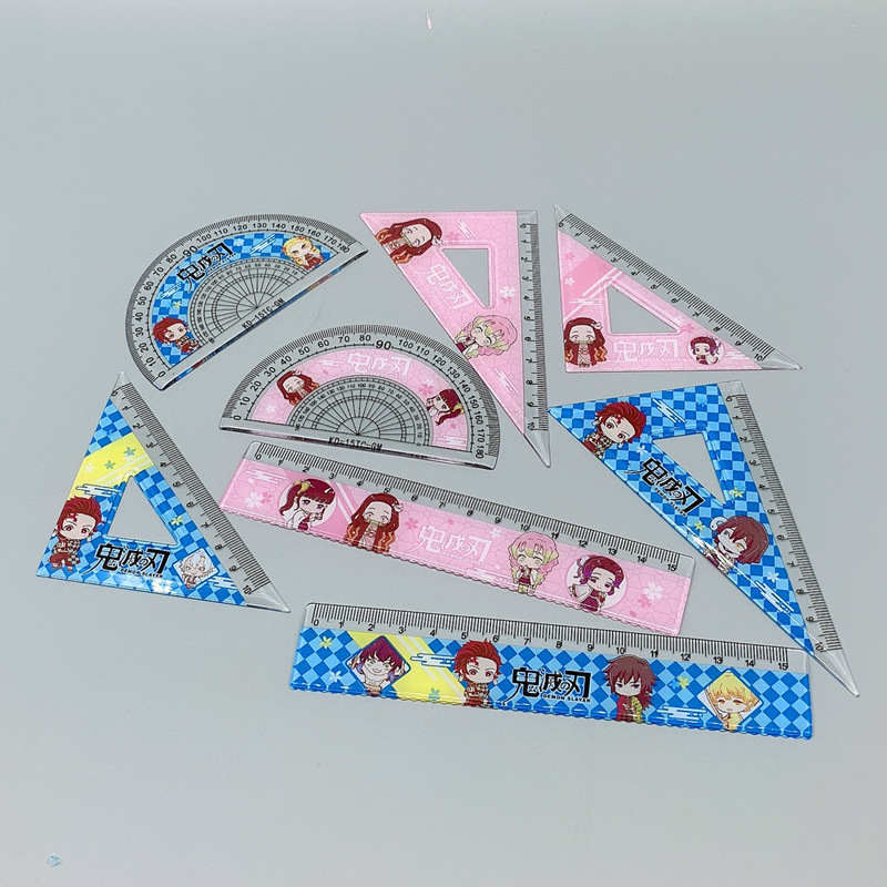 Anime Peripheral Cartoon Student Drawing Stationery Ruler Set Combination Kimetsu No Yaiba Compasses Ruler Set Anime Peripheral Cartoon Student Drawing Stationery Ruler Set Combination Kimetsu No Yaiba Compasses Ruler Set