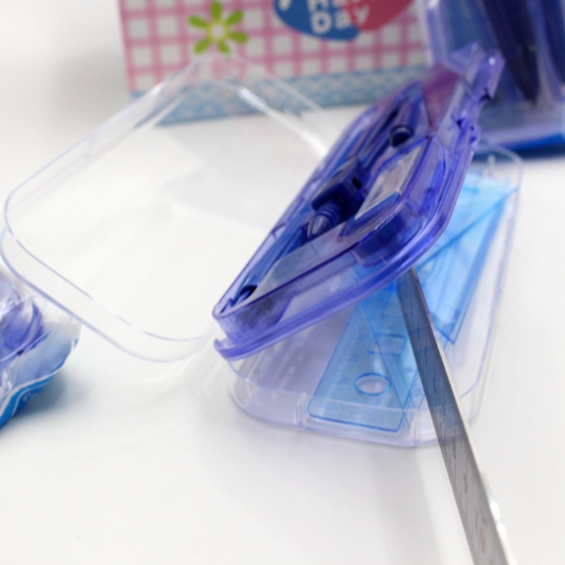 Wholesale Compasses Ruler Set Student Geometric Drawing Ruler Set Plastic Boxed 7-Piece Office Stationery
