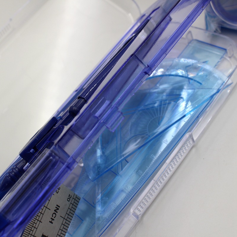 Wholesale Compasses Ruler Set Student Geometric Drawing Ruler Set Plastic Boxed 7-Piece Office Stationery