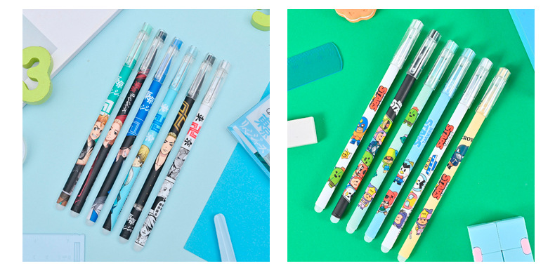 New Straight Gel Pen Wholesale Cartoon Cartoon Cute Signature Pen Ball Pen Factory Direct Supply Student Gel Pen