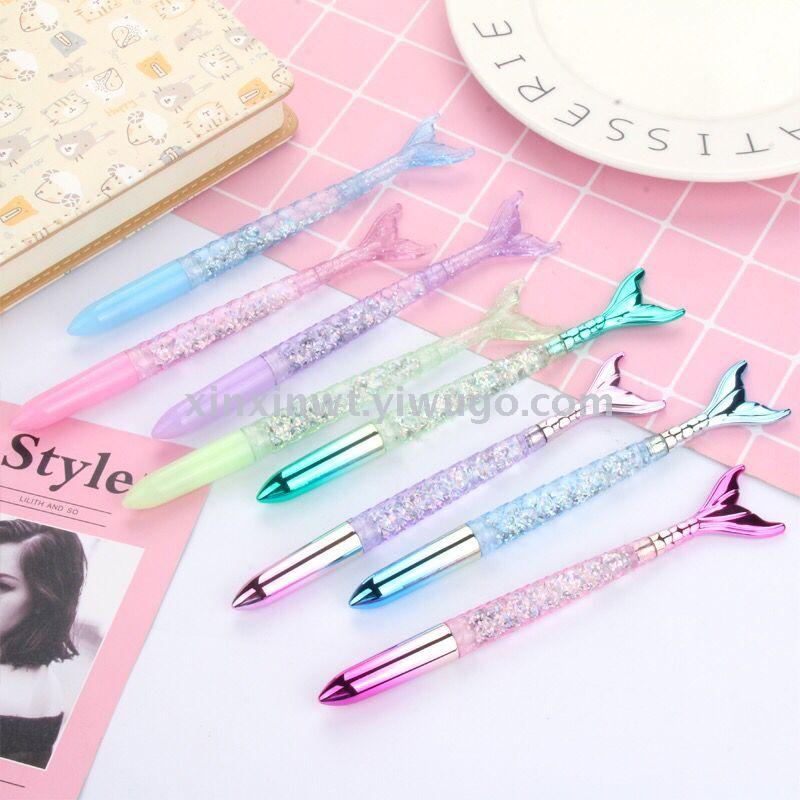 Japanese and Korean Creative New Fresh Girl Heart Student Writing Ball Pen Creative Gradient Fish Gel Pen Quicksand Pink
