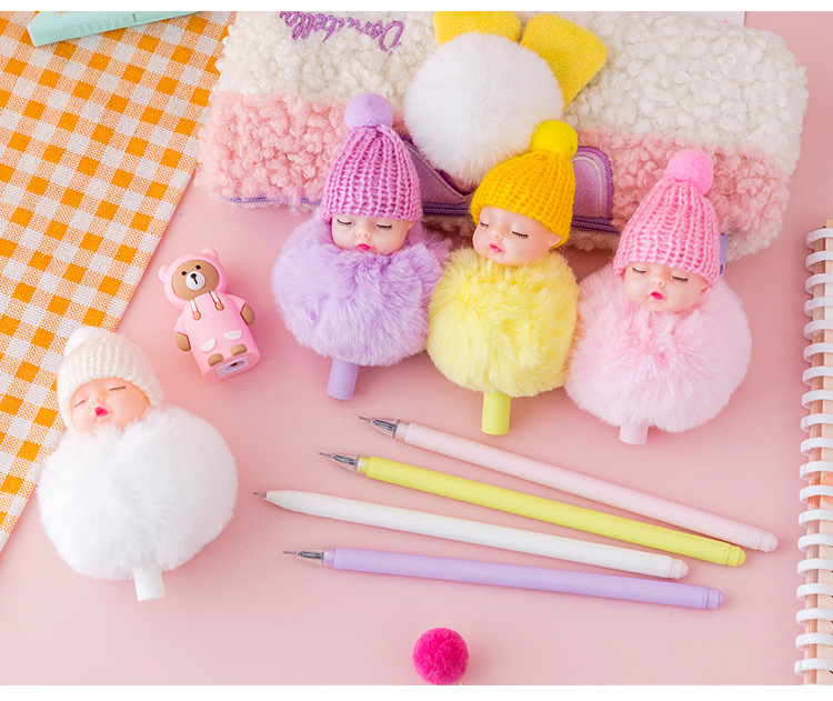 Internet Hot Girlish Creative Fur Ball Pen Nice Pen Cute Super Cute Black Pen Gel Pen Student Stationery Supplies