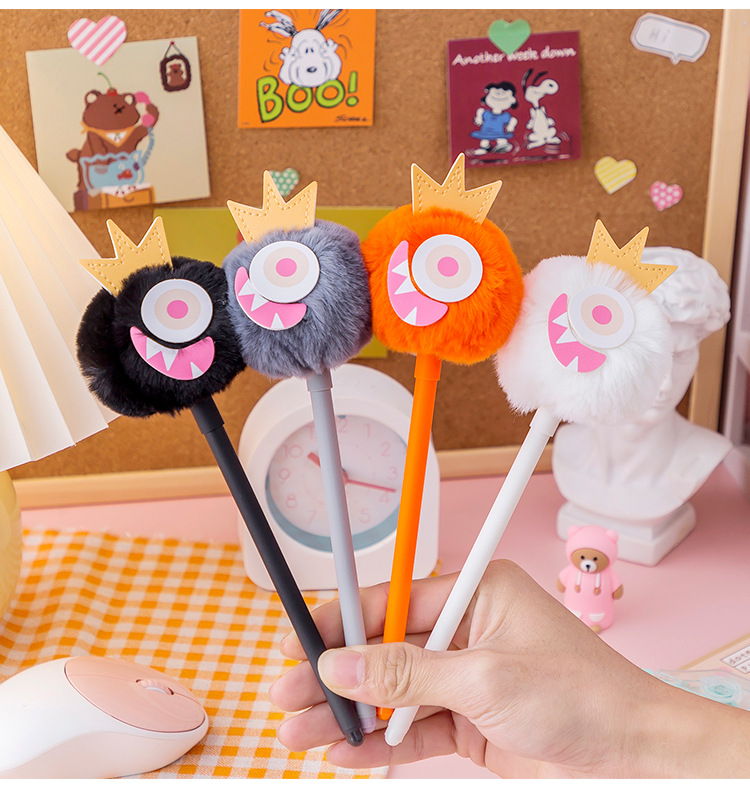 Internet Hot Girlish Creative Fur Ball Pen Nice Pen Cute Super Cute Black Pen Gel Pen Student Stationery Supplies
