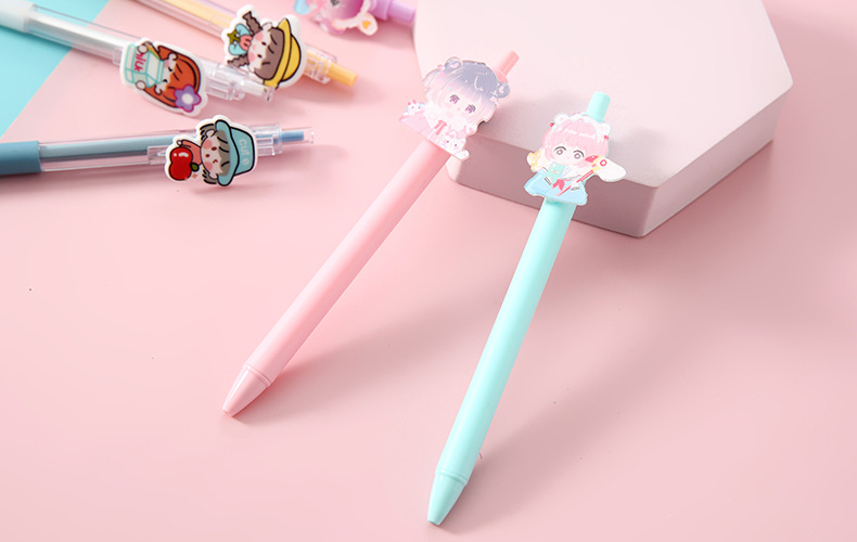 Cartoon Patch Pressing Pen Set Cute Girl Beating 5 Pack Gel Pen Student Writing Signature Ball Pen Cartoon Patch Pressing Pen Set Cute Girl Beating 5 Pack Gel Pen Student Writing Signature Ball Pen