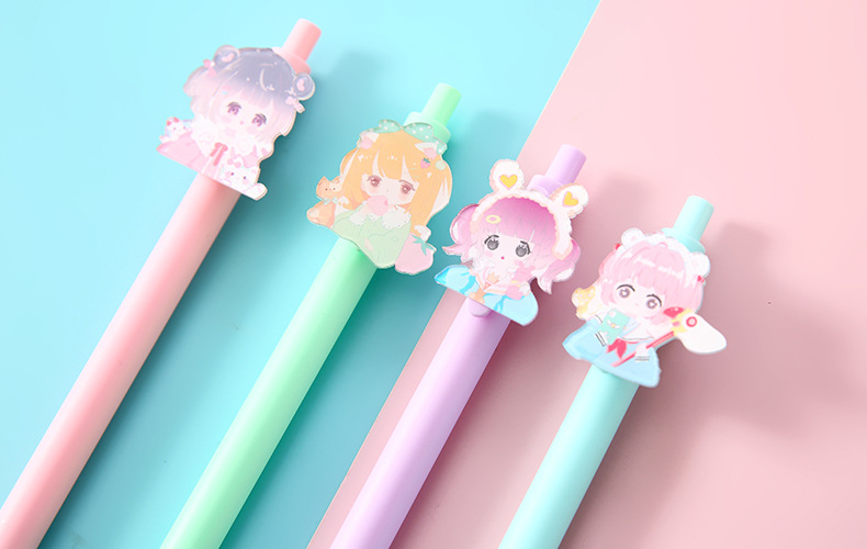Cartoon Patch Pressing Pen Set Cute Girl Beating 5 Pack Gel Pen Student Writing Signature Ball Pen Cartoon Patch Pressing Pen Set Cute Girl Beating 5 Pack Gel Pen Student Writing Signature Ball Pen
