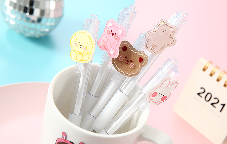 Cartoon Patch Pressing Pen Set Cute Girl Beating 5 Pack Gel Pen Student Writing Signature Ball Pen Cartoon Patch Pressing Pen Set Cute Girl Beating 5 Pack Gel Pen Student Writing Signature Ball Pen