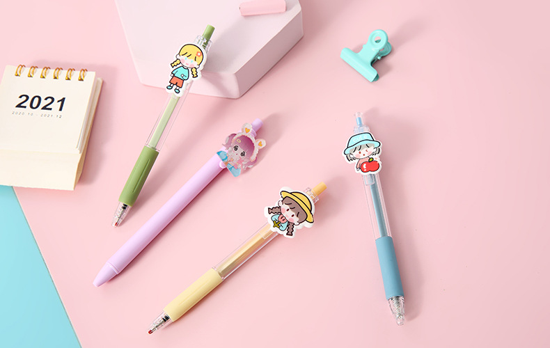 Cartoon Patch Pressing Pen Set Cute Girl Beating 5 Pack Gel Pen Student Writing Signature Ball Pen Cartoon Patch Pressing Pen Set Cute Girl Beating 5 Pack Gel Pen Student Writing Signature Ball Pen