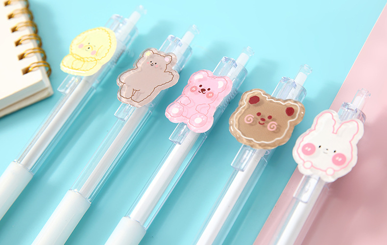 Cartoon Patch Pressing Pen Set Cute Girl Beating 5 Pack Gel Pen Student Writing Signature Ball Pen Cartoon Patch Pressing Pen Set Cute Girl Beating 5 Pack Gel Pen Student Writing Signature Ball Pen