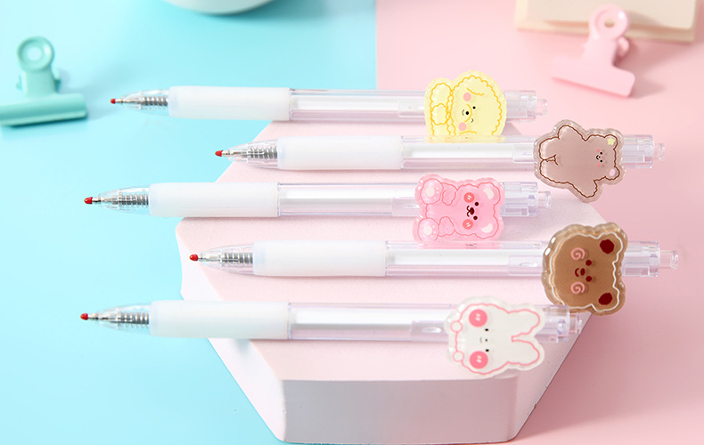 Cartoon Patch Pressing Pen Set Cute Girl Beating 5 Pack Gel Pen Student Writing Signature Ball Pen Cartoon Patch Pressing Pen Set Cute Girl Beating 5 Pack Gel Pen Student Writing Signature Ball Pen