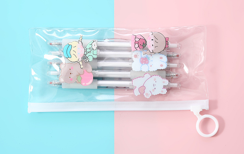 Cartoon Patch Pressing Pen Set Cute Girl Beating 5 Pack Gel Pen Student Writing Signature Ball Pen Cartoon Patch Pressing Pen Set Cute Girl Beating 5 Pack Gel Pen Student Writing Signature Ball Pen