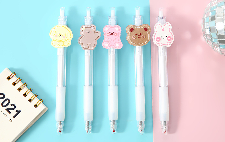 Cartoon Patch Pressing Pen Set Cute Girl Beating 5 Pack Gel Pen Student Writing Signature Ball Pen Cartoon Patch Pressing Pen Set Cute Girl Beating 5 Pack Gel Pen Student Writing Signature Ball Pen
