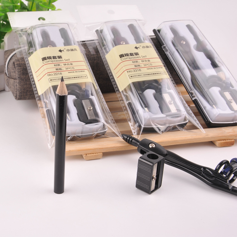 Small Fish Zinc Alloy Compasses 2218 Student Drawing Tools Black Metal with Pencil Pencil Sharpener Set Wholesale Small Fish Zinc Alloy Compasses 2218 Student Drawing Tools Black Metal with Pencil Pencil Sharpener Set Wholesale