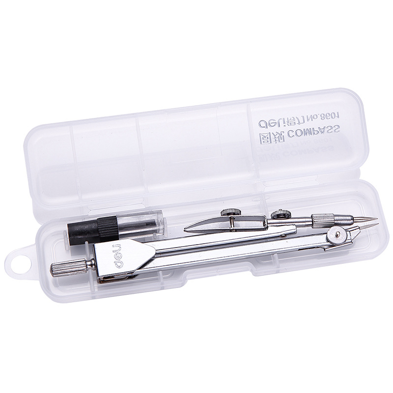 Deli Compasses 8601 Metal Compass Compasses Primary and Secondary School Students Drawing Painting Design Examination Standard Compasses Ruler Set
