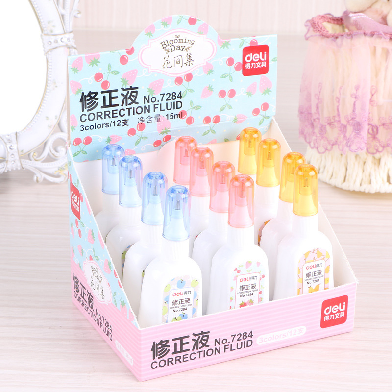Judian Deli/Deli Correction Fluid 7284 Korean Creative Correction Fluid Cute Student Correction Fluid 15ml