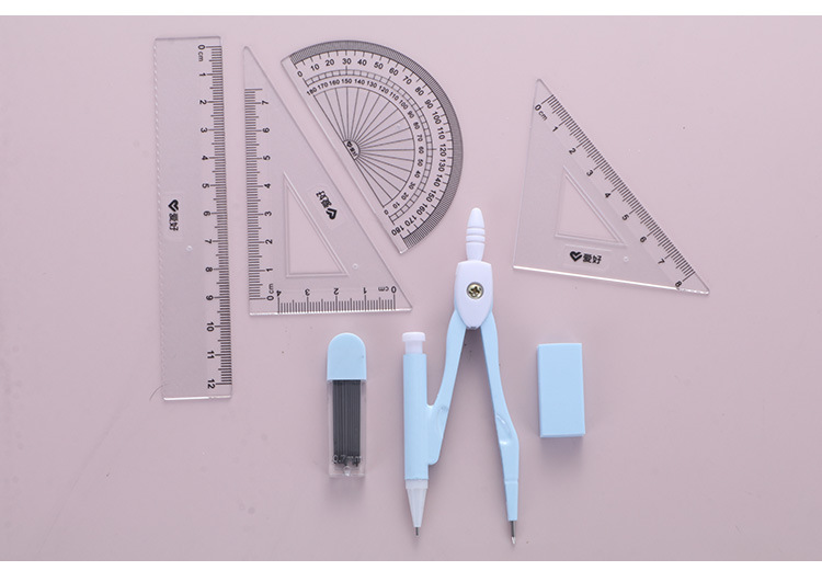 Cartoon Cute Bear Compasses 7-Piece Set Student Professional Drawing Ruler Protractor Mechanical Pencil Lead Wholesale Cartoon Cute Bear Compasses 7-Piece Set Student Professional Drawing Ruler Protractor Mechanical Pencil Lead Wholesale