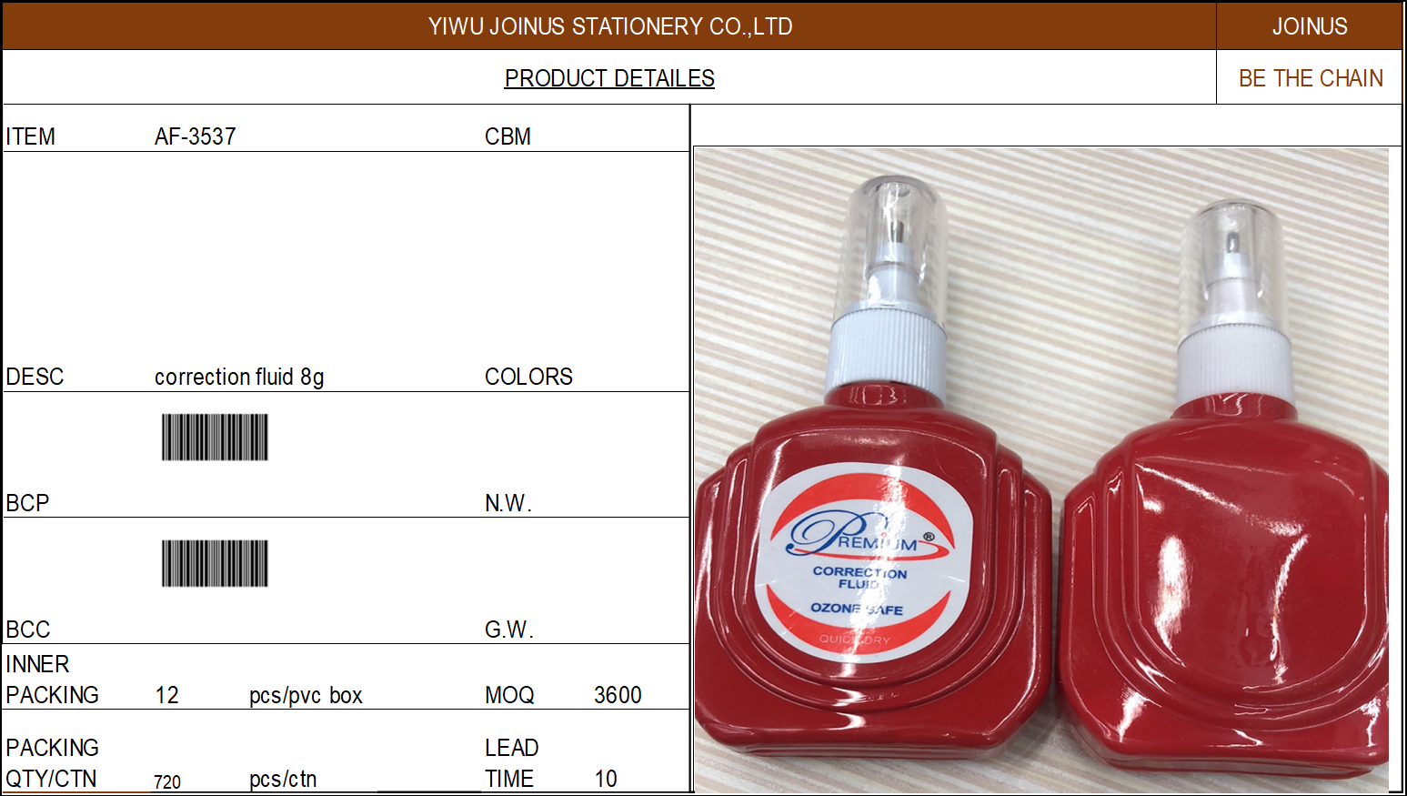 Correction fluid 8g AF-3537 Correction fluid 8g AF-3537