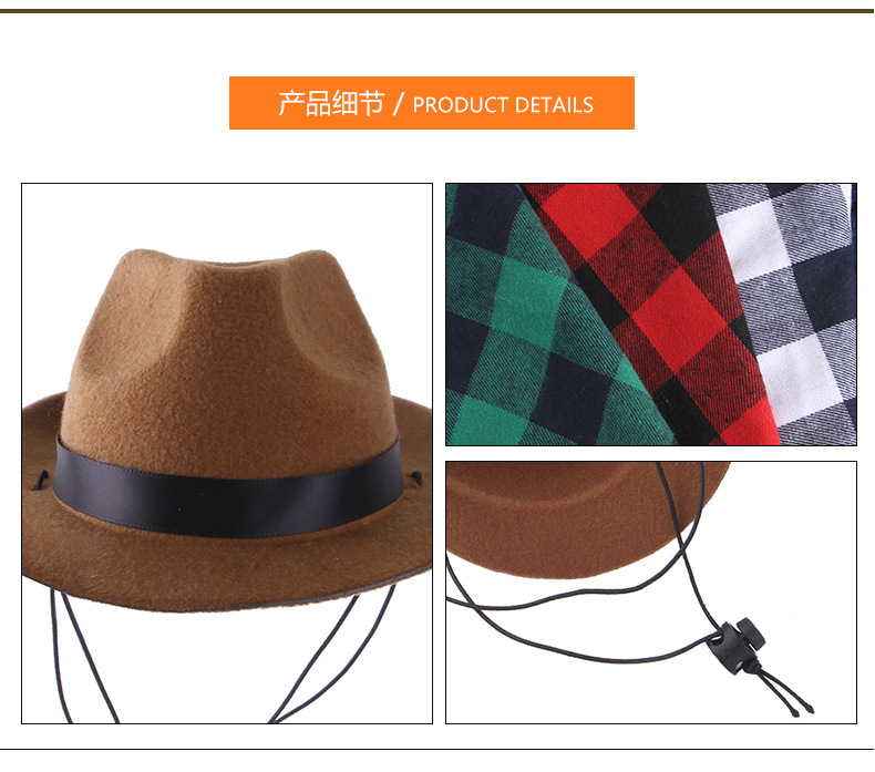 Factory Wholesale New Pet Hat Dog Cowboy Hat Triangular Binder Suit Headgear Cat Funny Headdress