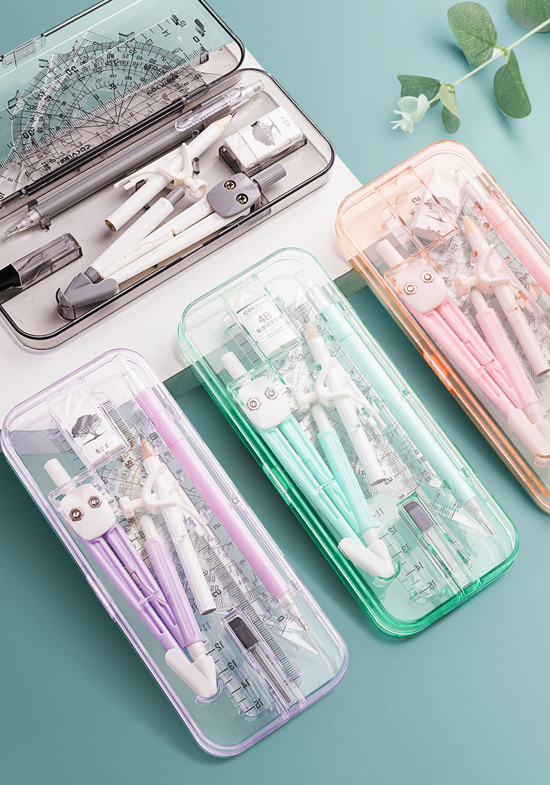 Ruler Compasses Pencil 9-Piece Set Student Drawing Tools Morandi Children Learning Stationery Ruler Wholesale Ruler Compasses Pencil 9-Piece Set Student Drawing Tools Morandi Children Learning Stationery Ruler Wholesale