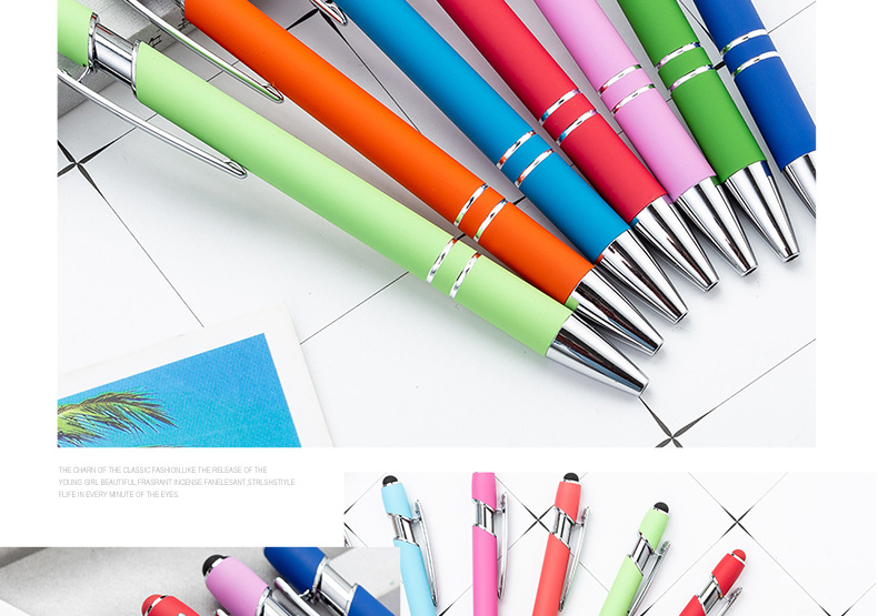 Metal Pressing Pen Aluminum Rod Pen Meiji Pen Capacitor Touch Ball Pen Handwriting Touchscreen Stylus Printing Logo Gift Pen
