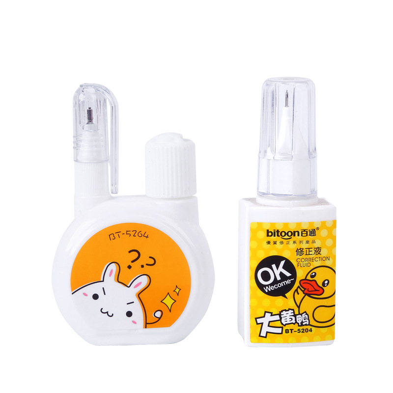 Baitong Correction Fluid Quick-Drying Type Correction Fluid Personality Correction Pen Correction Pen Correction Pen Double-Headed Brush Correction Fluid