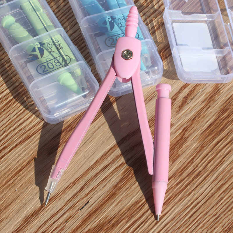 Aijia 2084 Candy Color Student Compasses with Pencil Refill Metal Shell Solid and Durable New Special Offer