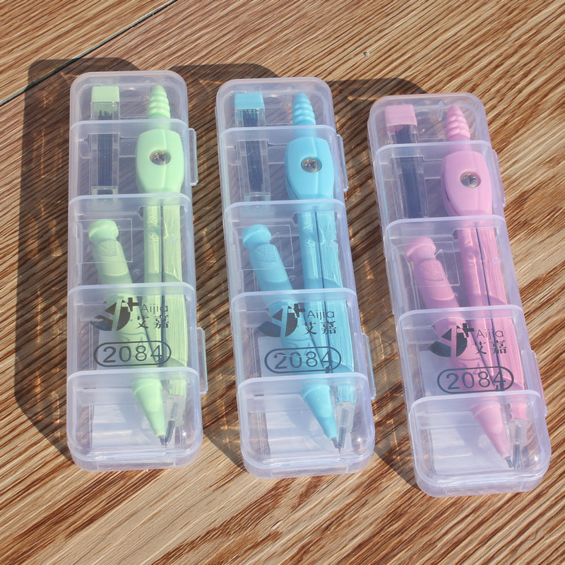 Aijia 2084 Candy Color Student Compasses with Pencil Refill Metal Shell Solid and Durable New Special Offer