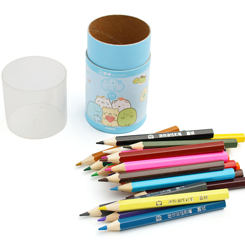 12-Color Mini Color Lead Corner Cartoon Biological Ball 24-Color Barrel Color Pencil Painting Graffiti Pen Gift