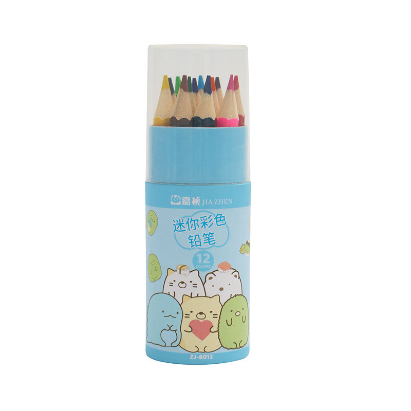 12-Color Mini Color Lead Corner Cartoon Biological Ball 24-Color Barrel Color Pencil Painting Graffiti Pen Gift