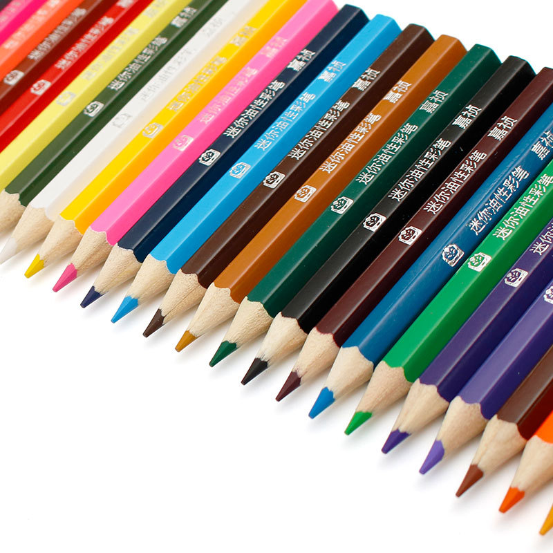 12-Color Mini Color Lead Corner Cartoon Biological Ball 24-Color Barrel Color Pencil Painting Graffiti Pen Gift