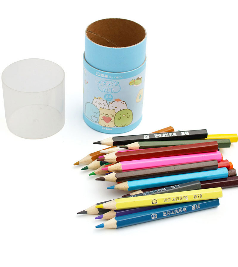 12-Color Mini Color Lead Corner Cartoon Biological Ball 24-Color Barrel Color Pencil Painting Graffiti Pen Gift