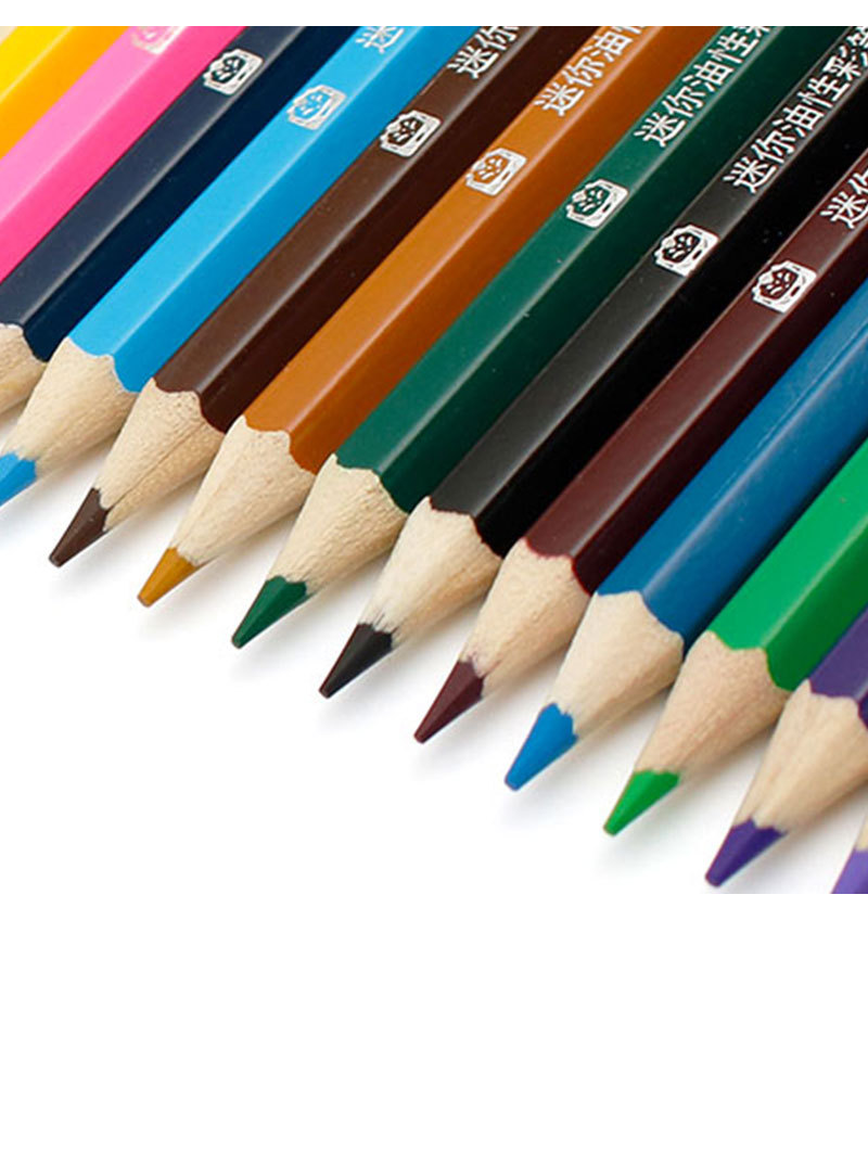 12-Color Mini Color Lead Corner Cartoon Biological Ball 24-Color Barrel Color Pencil Painting Graffiti Pen Gift