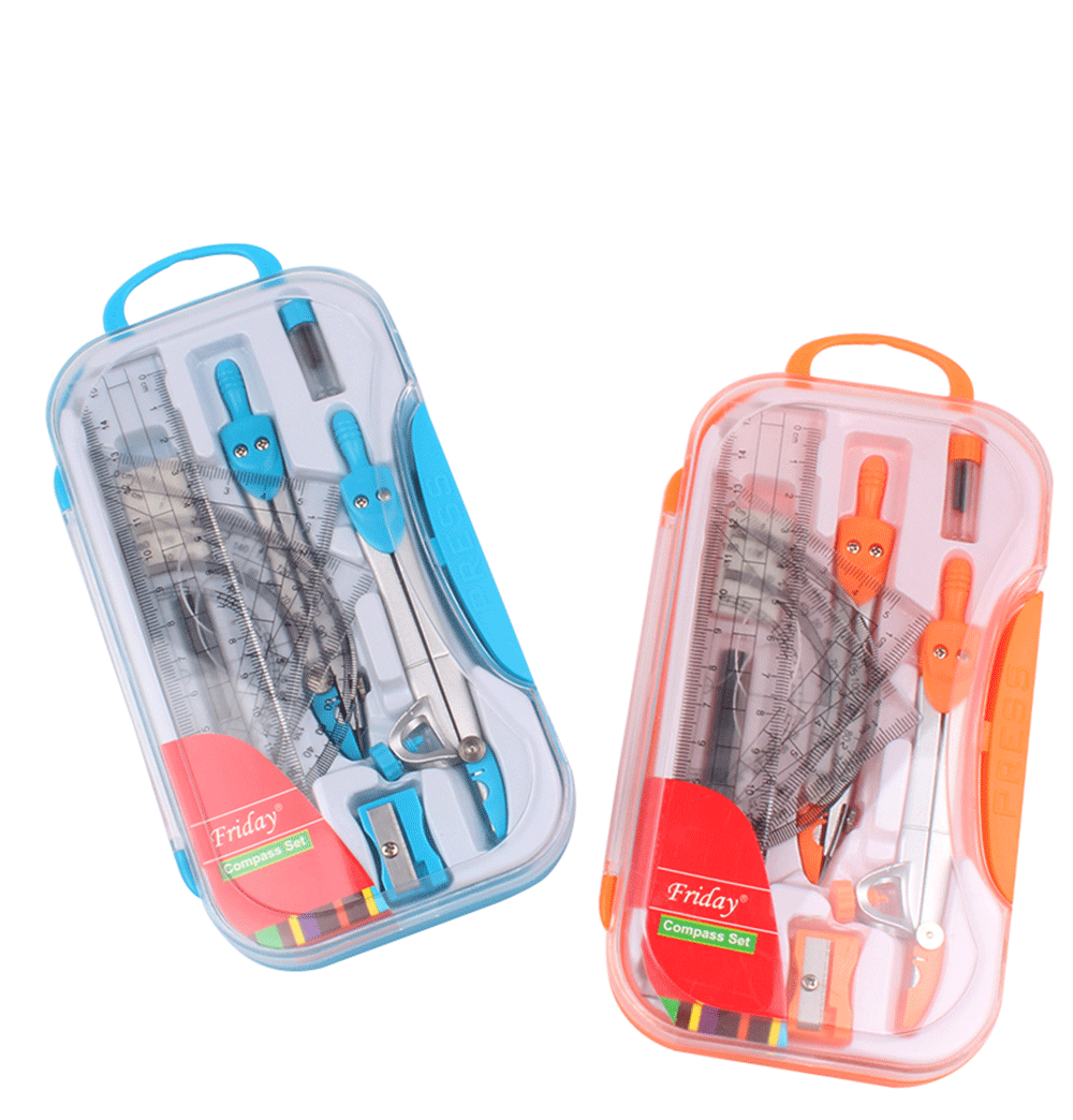 10-Piece Student Metal Compass Set Student Children Drawing 10-Piece Set Compasses Ruler Set Wholesale