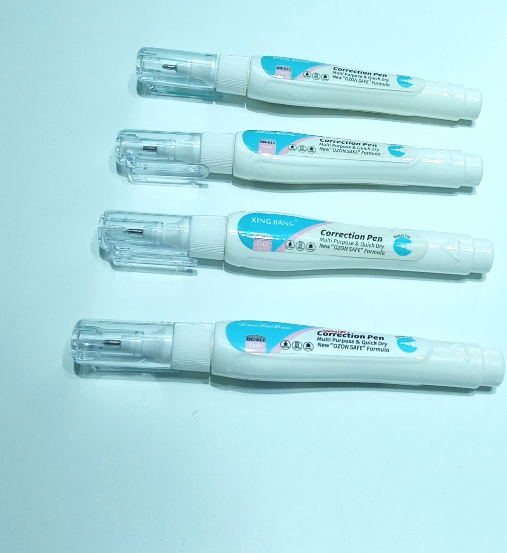 Correction Pen Correction Fluid White Student Pen-Type Steel Head Seamless Correction Fluid Strong Coverage Non-Toxic Correction Fluid Quick-Drying