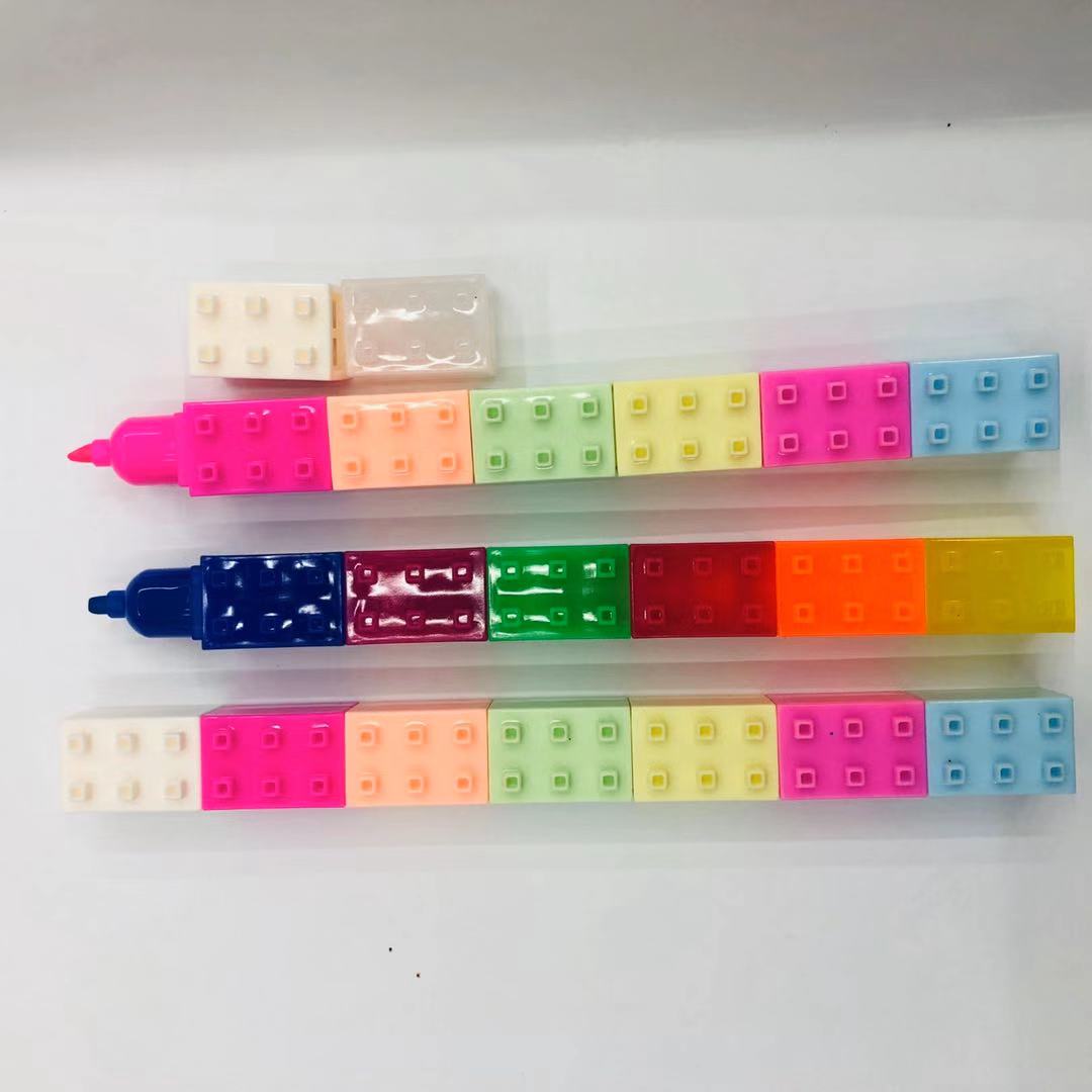 Multi-section mini block highlighter can be freely assembled small block highlighter 6 colors