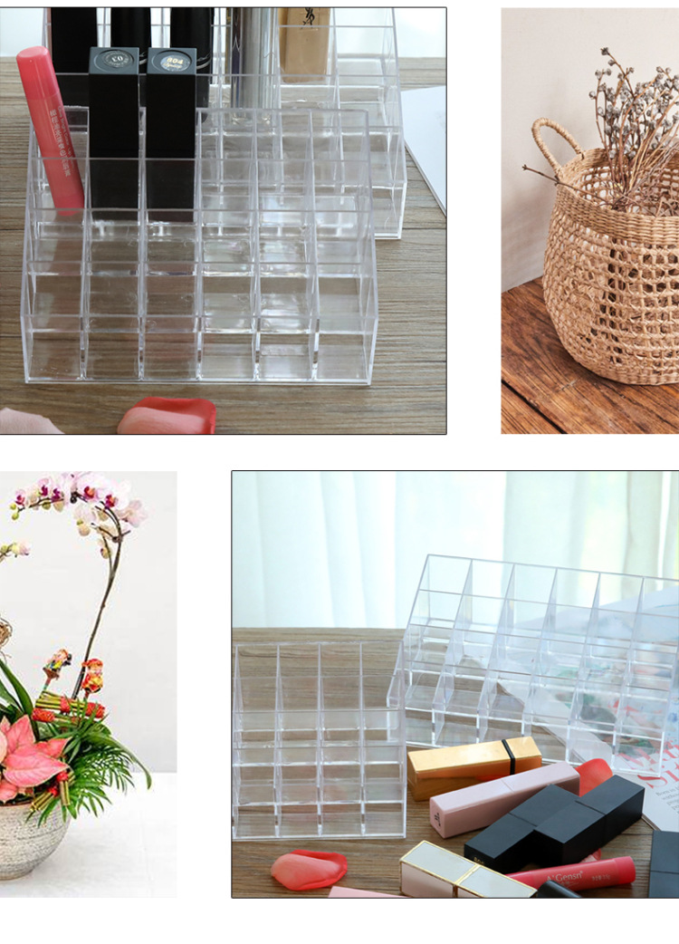 Acrylic Transparent Nail Polish Eyebrow Pencil Display Stand Makeup Plastic Cosmetics Storage Box Desktop 24 Grid Lipstick Stand Acrylic Transparent Nail Polish Eyebrow Pencil Display Stand Makeup Plastic Cosmetics Storage Box Desktop 24 Grid Lipstick Stand