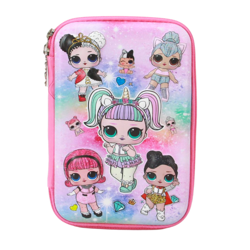 Stationery Box Primary School Girls Pencil Case 3D Unicorn Cute Princess Pencil Box Large Capacity Waterproof for Girls