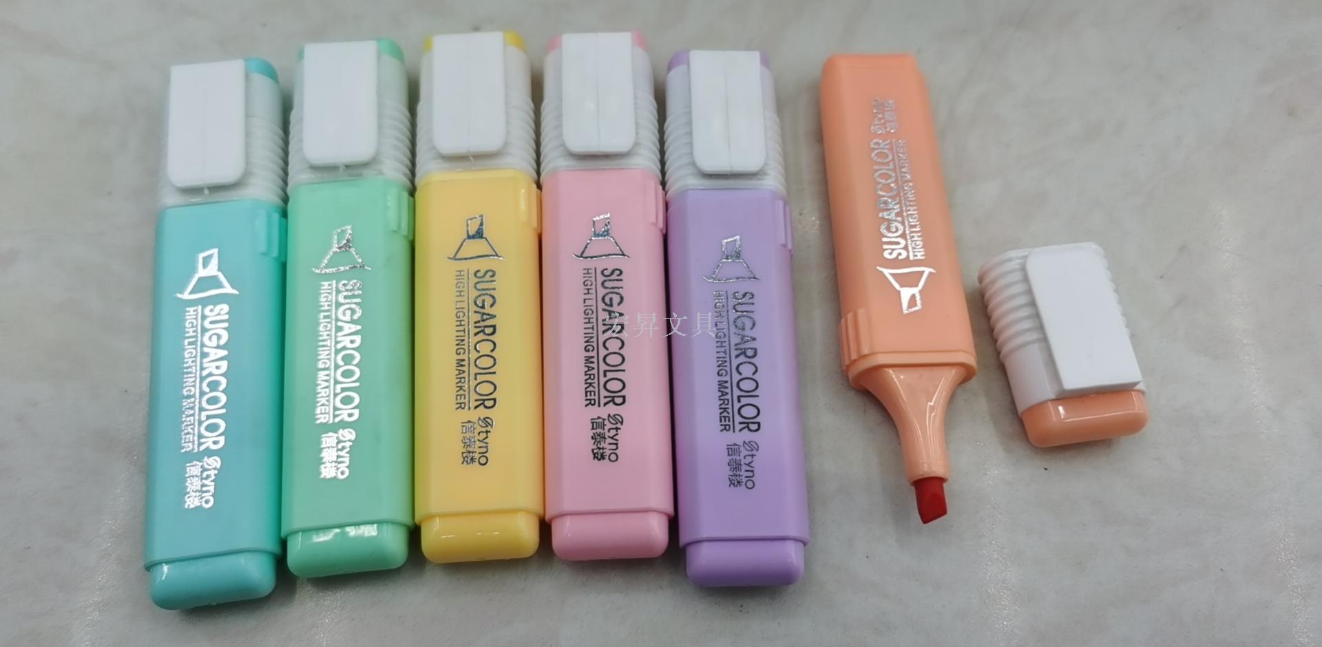 Warm color highlighter kit st-893-6a six color mixed marker pen to alter brush learning office stationery