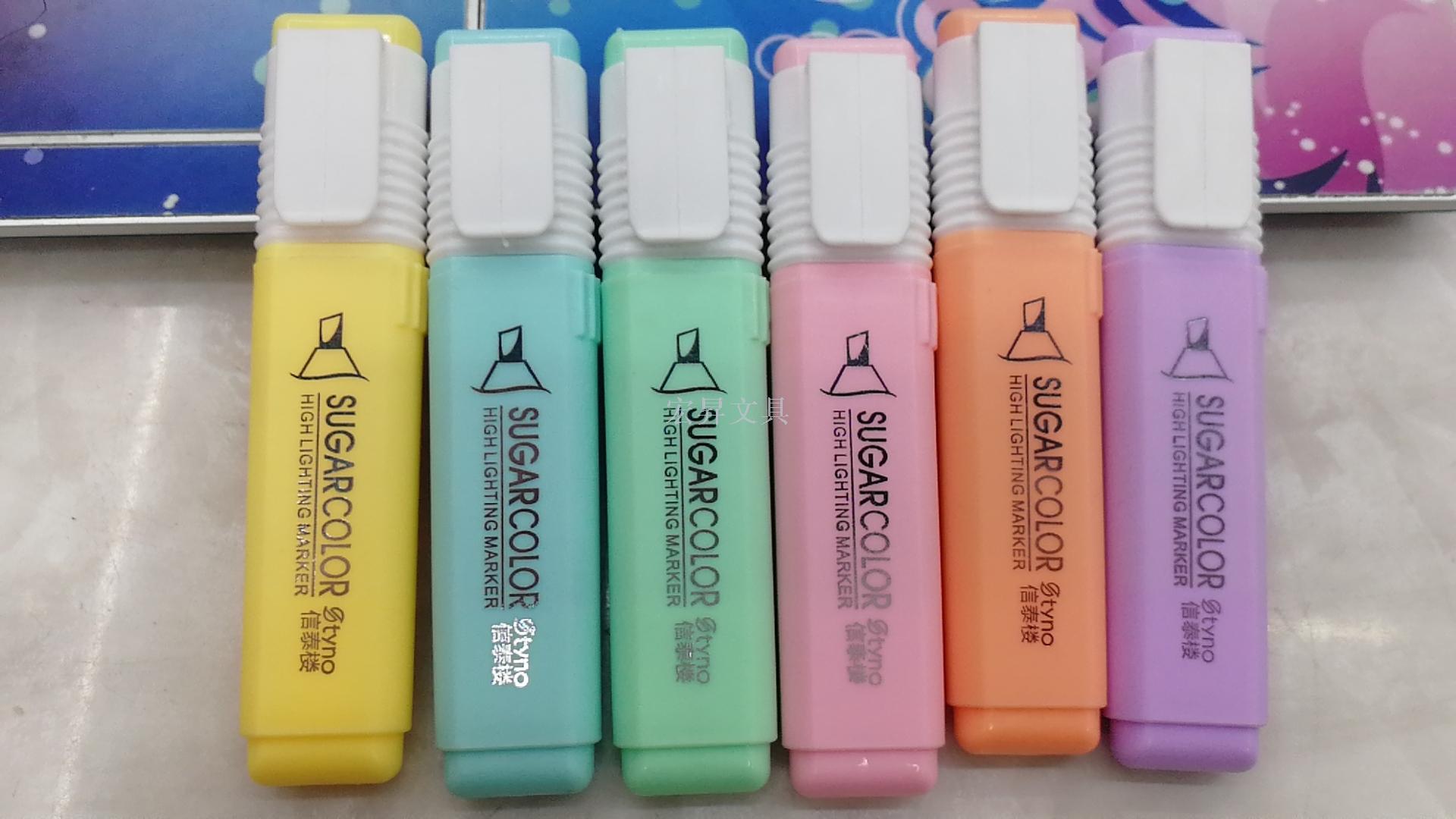 Warm color highlighter kit st-893-6a six color mixed marker pen to alter brush learning office stationery