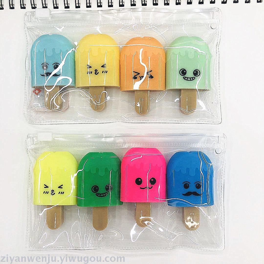 Ice cream Popsicle creative Highlighter cartoon shape candy color student highlight marker pen Ice cream Popsicle creative Highlighter cartoon shape candy color student highlight marker pen