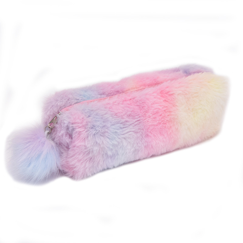 Korean Creative Pencil Case Gradient Color Cute Girl Plush Octagonal Pencil Case Girl Heart Student Minimalist Buggy Bag