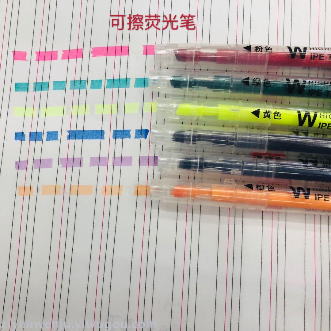 Double - ended highlighter can be written on one end and 6 - color pen on the other