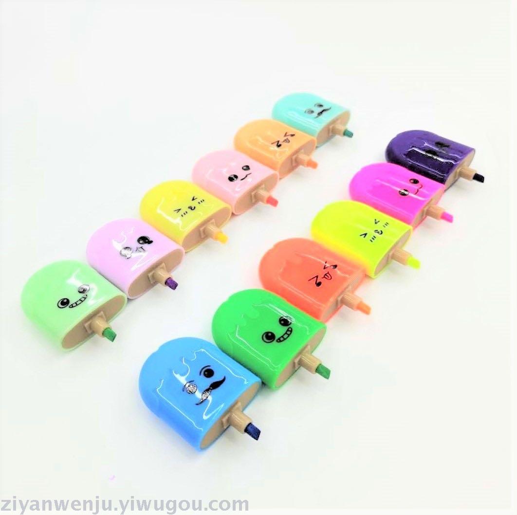 Ice cream lollipop creative highlighter can be printed LOGO cartoon shape candy color student key marker pen HM503