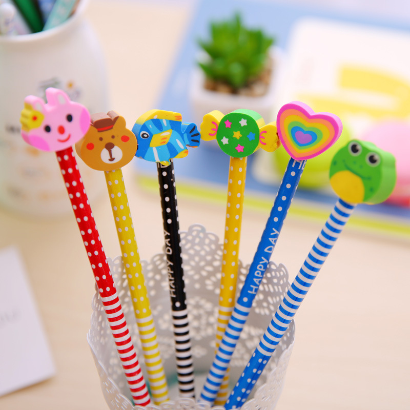 Qb016 Wholesale Prizes School Supplies Elementary School Student Award HB with Eraser Pencil Children&#039;s Pencil Factory Direct Sales T