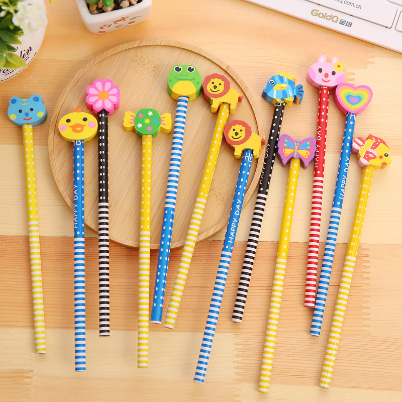 Qb016 Wholesale Prizes School Supplies Elementary School Student Award HB with Eraser Pencil Children&#039;s Pencil Factory Direct Sales T