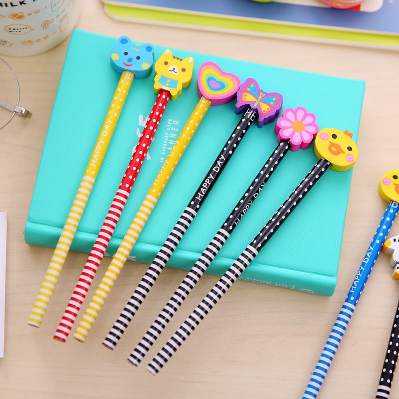 Qb016 Wholesale Prizes School Supplies Elementary School Student Award HB with Eraser Pencil Children&#039;s Pencil Factory Direct Sales T