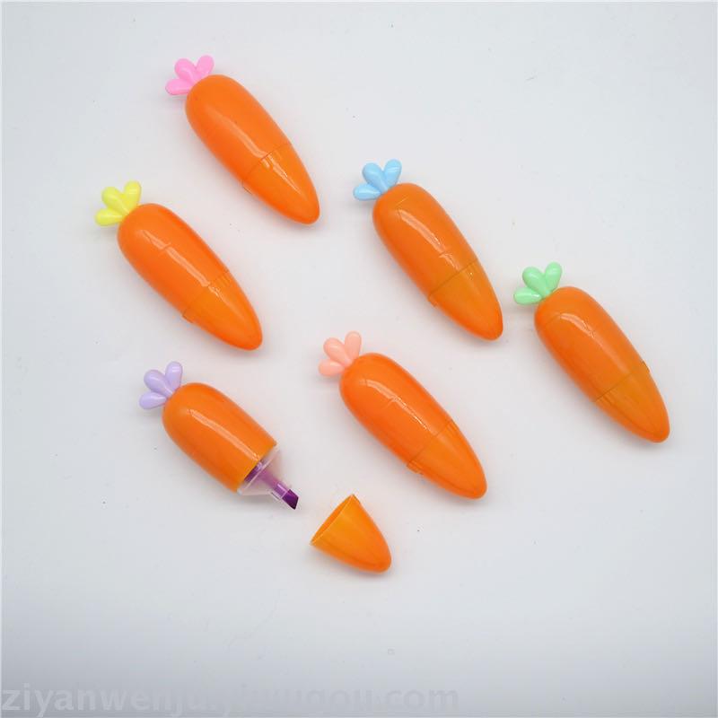 Manufacturer direct wholesale creative carrot modeling 6 color highlighter set color marker lovely gift pen Manufacturer direct wholesale creative carrot modeling 6 color highlighter set color marker lovely gift pen