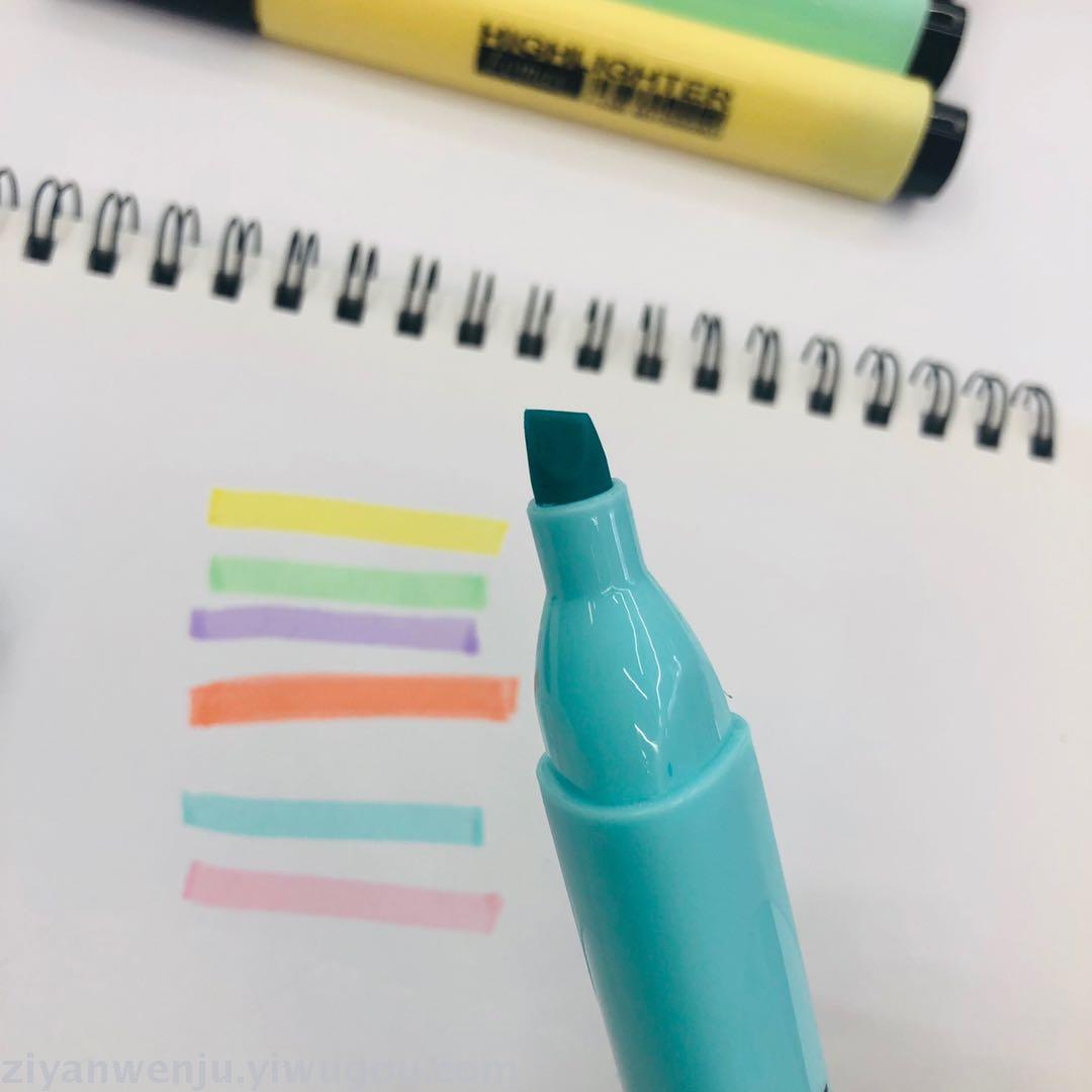 4 highlighter pens and 6 highlighter pens in PVC bag with key marking pen color marker pen